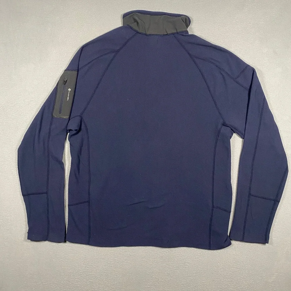 The North Face Quarter Zip Pullover Mens L Blue FlashDry‎ Fleece Sleeve Pocket